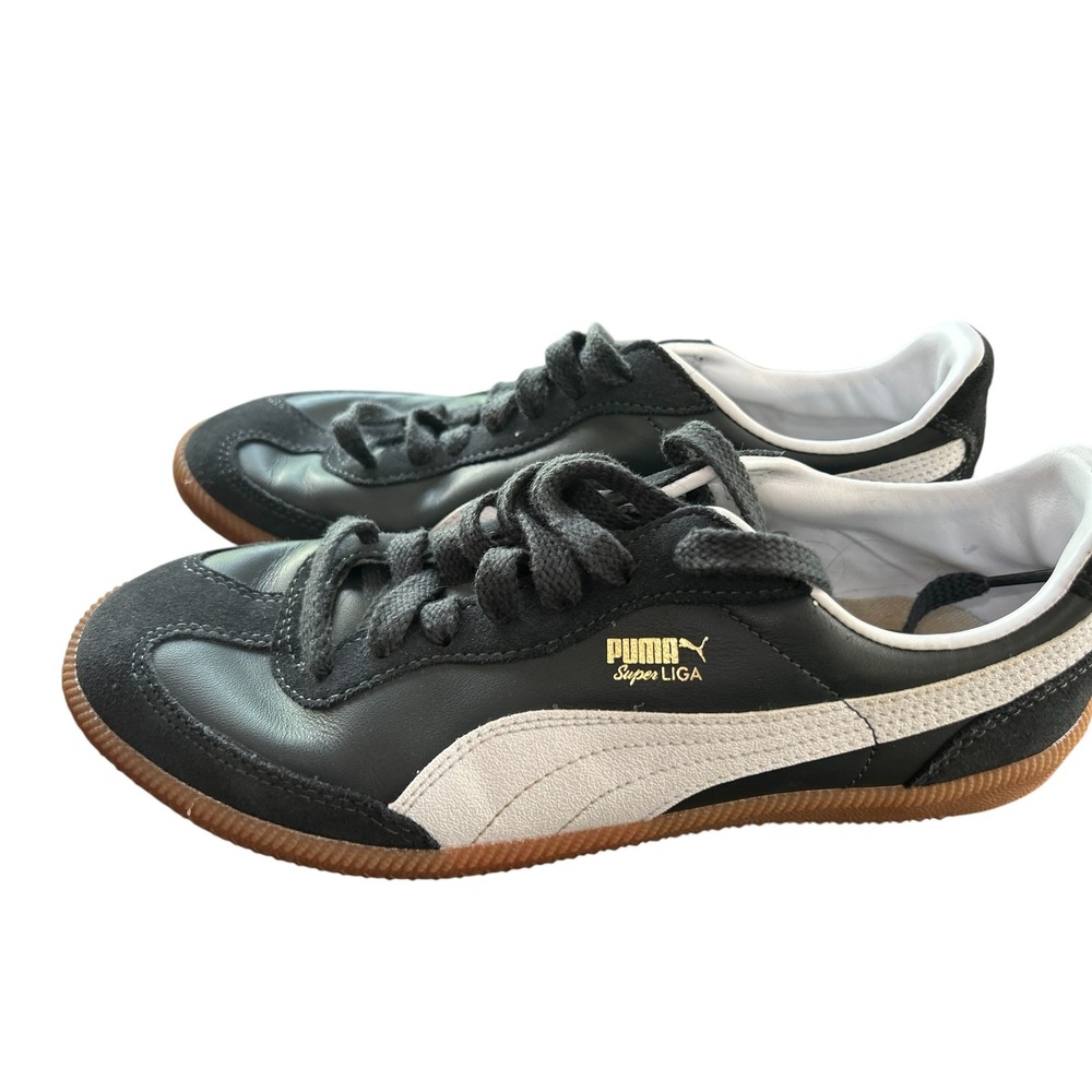 Puma Super Liga OG Retro Sneakers Black White Gum Sole Mens Size 7 356999-01